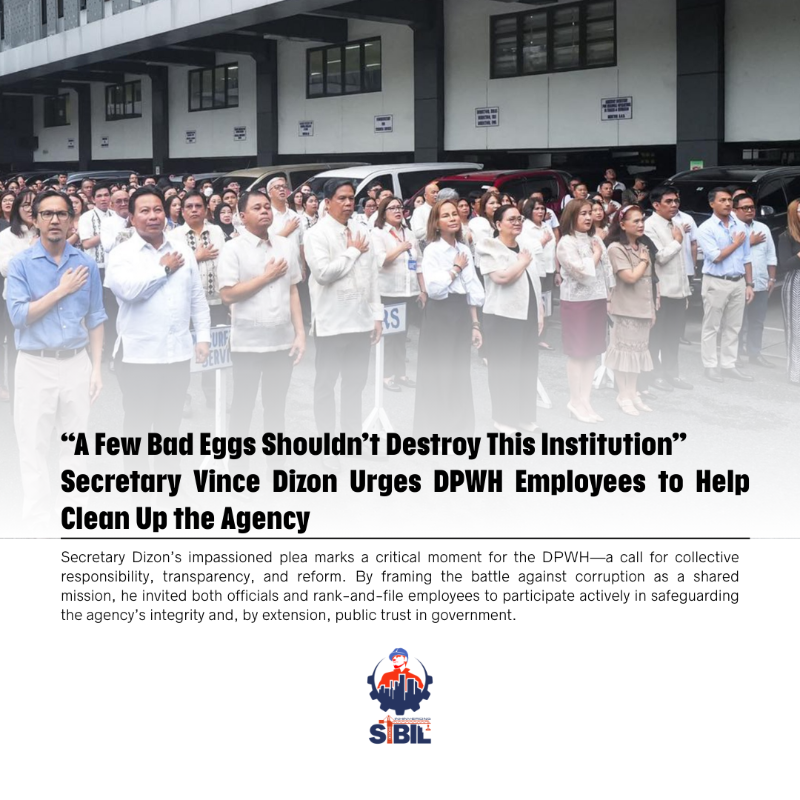 Secretary Vince Dizon Urges DPWH Employees to Help Clean Up the Agency